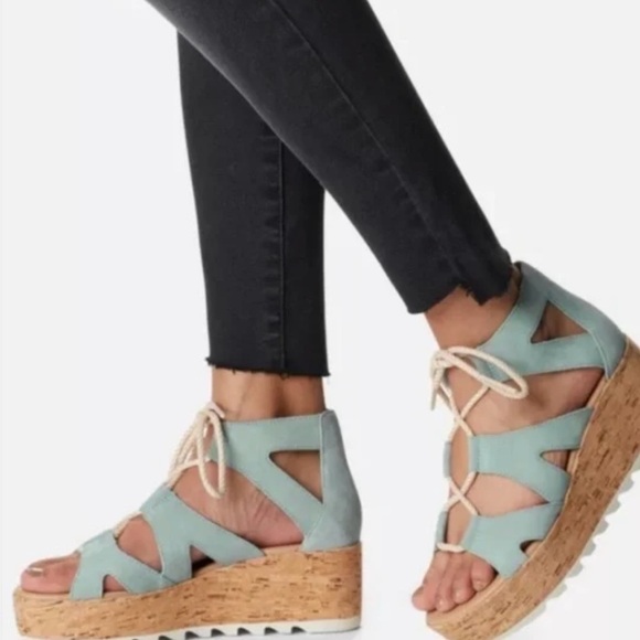 Sorel Cameron Flatform Lace, Suede Ghillie Gladiator Wedge Sz 9,5 - Picture 2 of 8